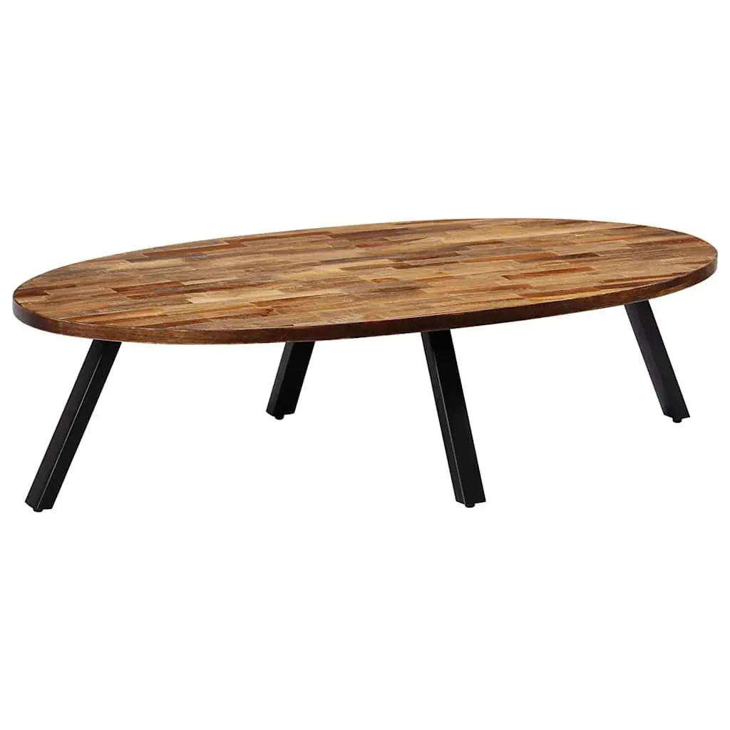 Oval Coffee Table Living Room 120 x 60 x 30 cm Reclaimed Teak Solid Wooden Accent Furniture