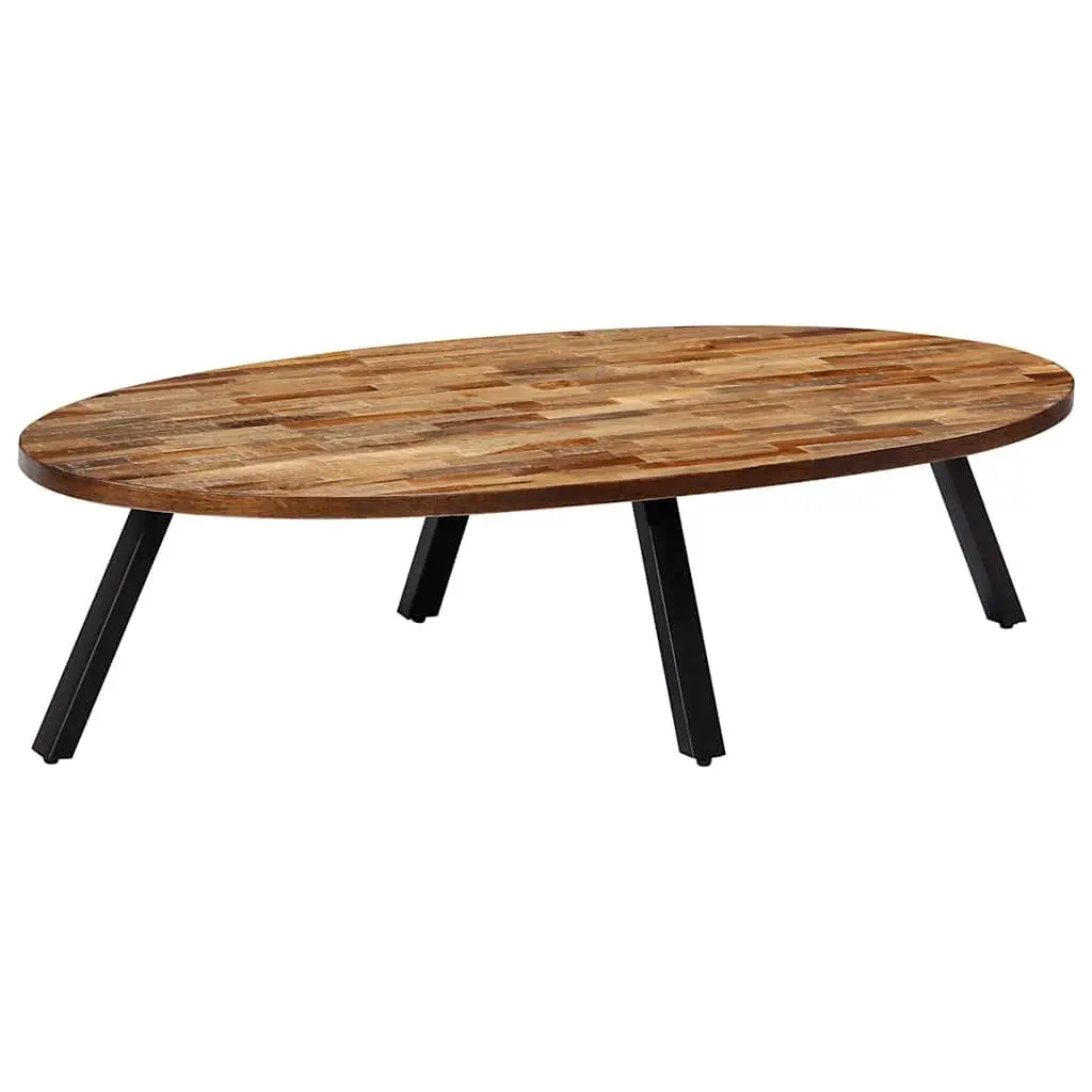 Oval Coffee Table Living Room 120 x 60 x 30 cm Reclaimed Teak Solid Wooden Accent Furniture