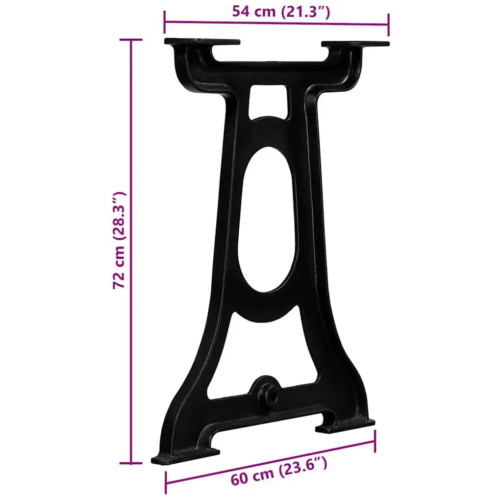 Cast Iron Y-Frame Table Legs 2 pcs Industrial Dining Table Support Base Black