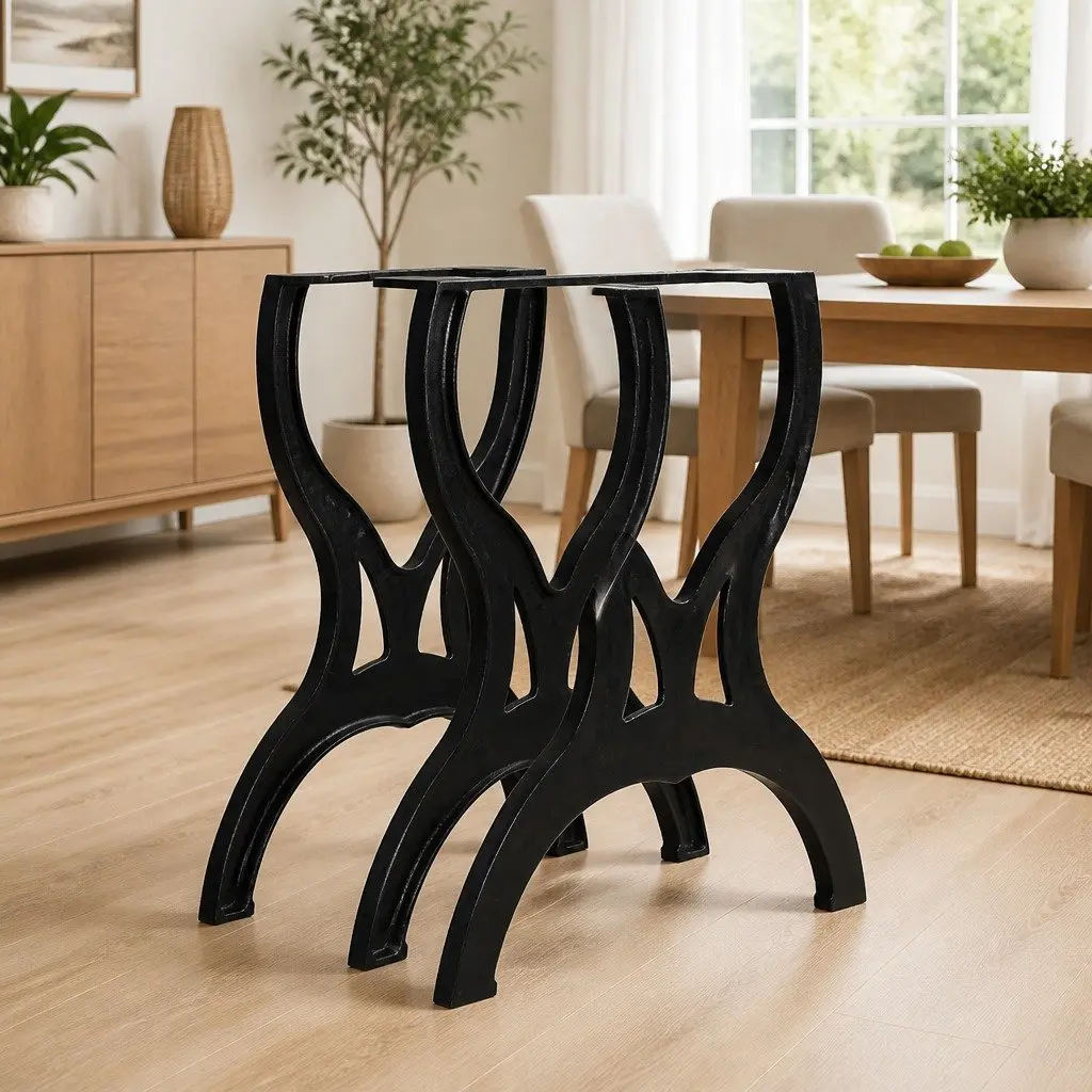 Cast Iron X-Frame Table Legs, 2 pcs, Heavy Duty Support