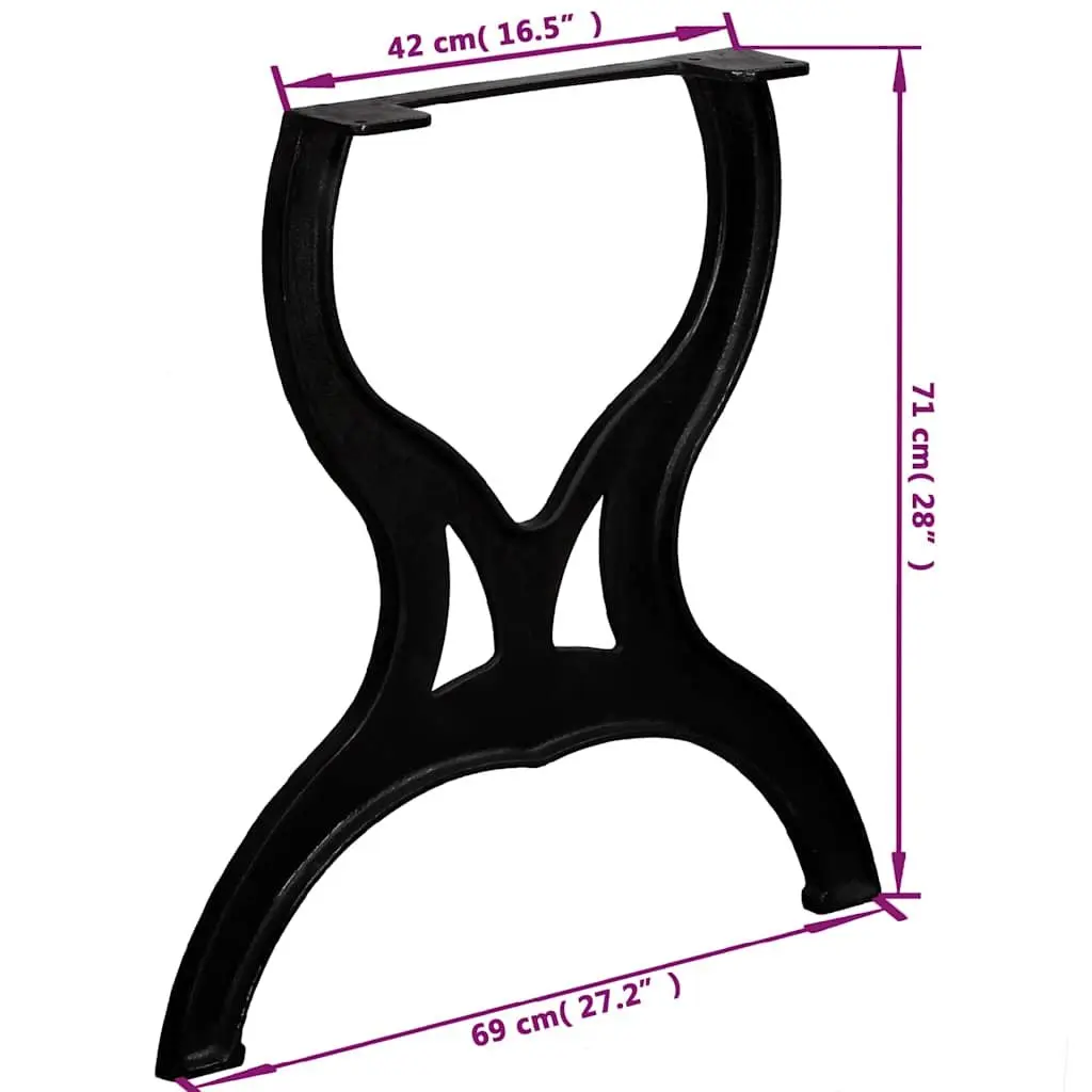 Cast Iron X-Frame Table Legs, 2 pcs, Heavy Duty Support