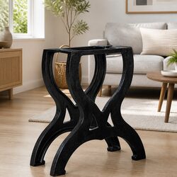 Cast Iron X-Frame Coffee Table Legs: 2 Solid Black Pieces