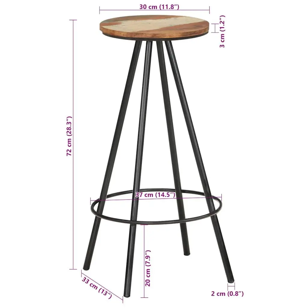 4 Solid Reclaimed Wood Bar Stools