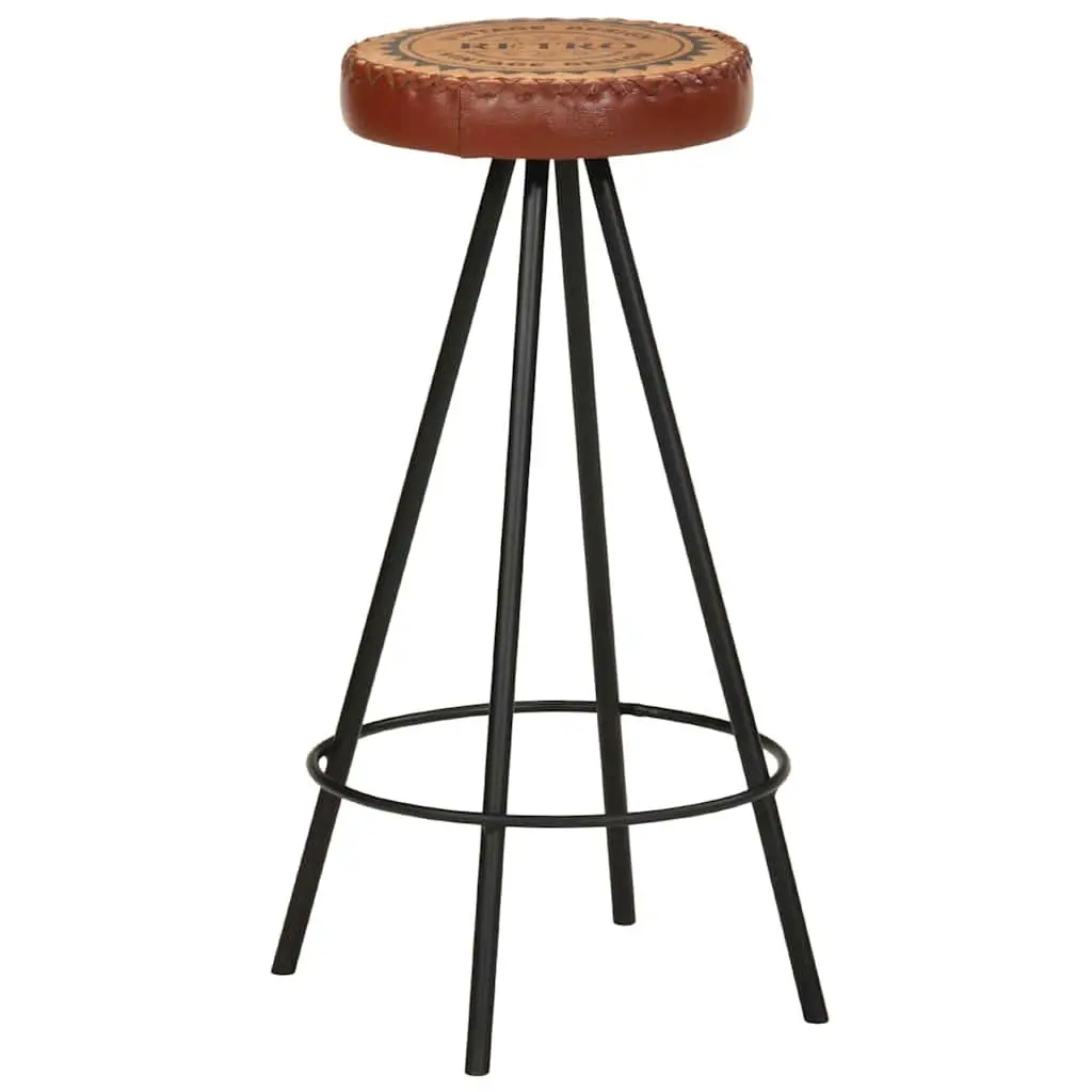 Bar Stools Set of 4 Industrial Style Leather Canvas Upholstered for Home Bar Restaurant
