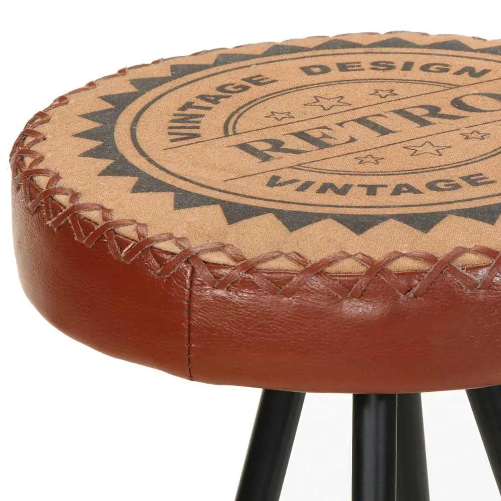 Bar Stools Set of 4 Industrial Style Leather Canvas Upholstered for Home Bar Restaurant