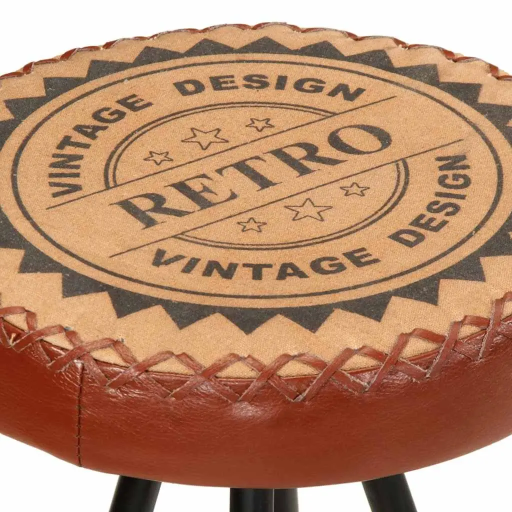 Bar Stools Set of 4 Industrial Style Leather Canvas Upholstered for Home Bar Restaurant