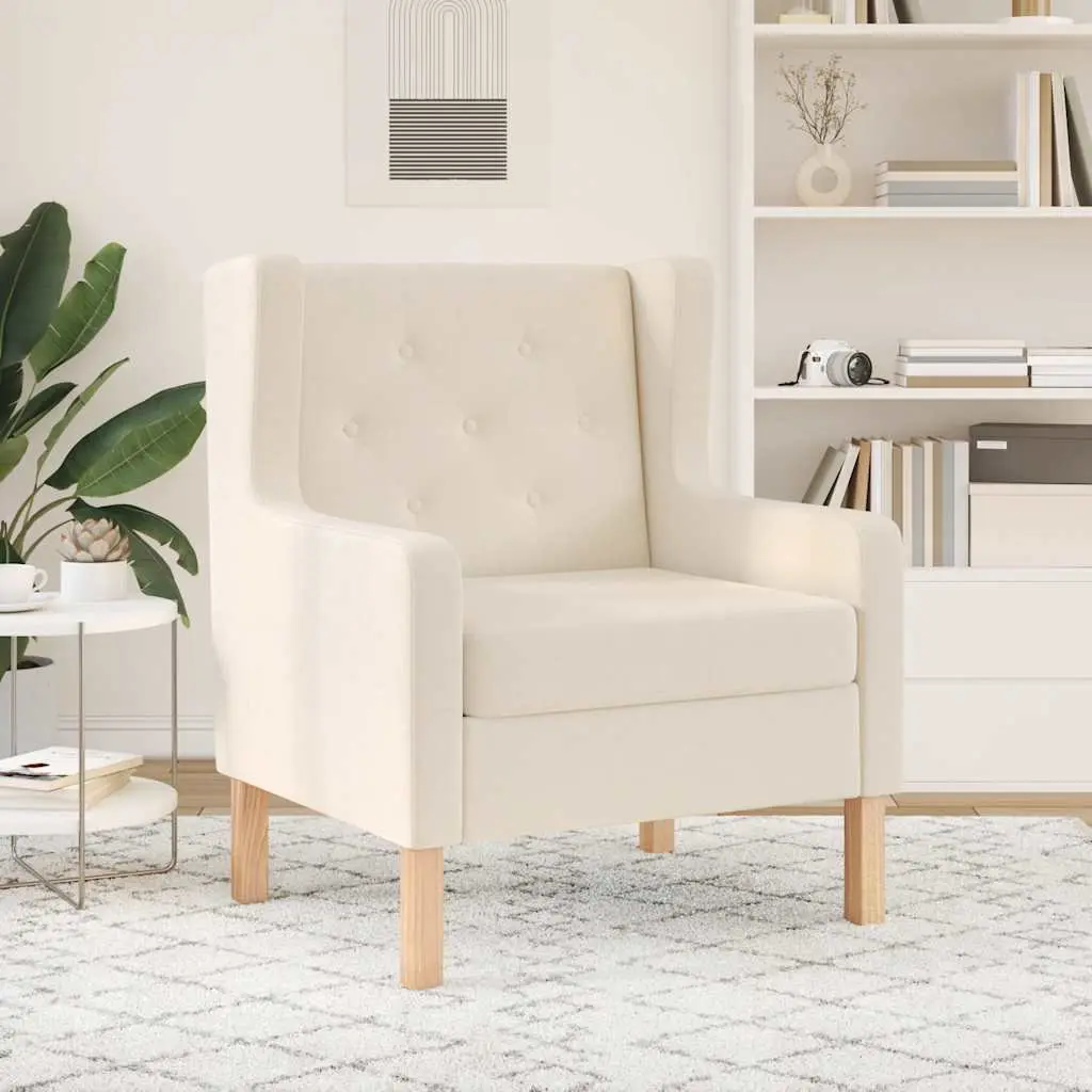 White Fabric Armchair with Foam Padding