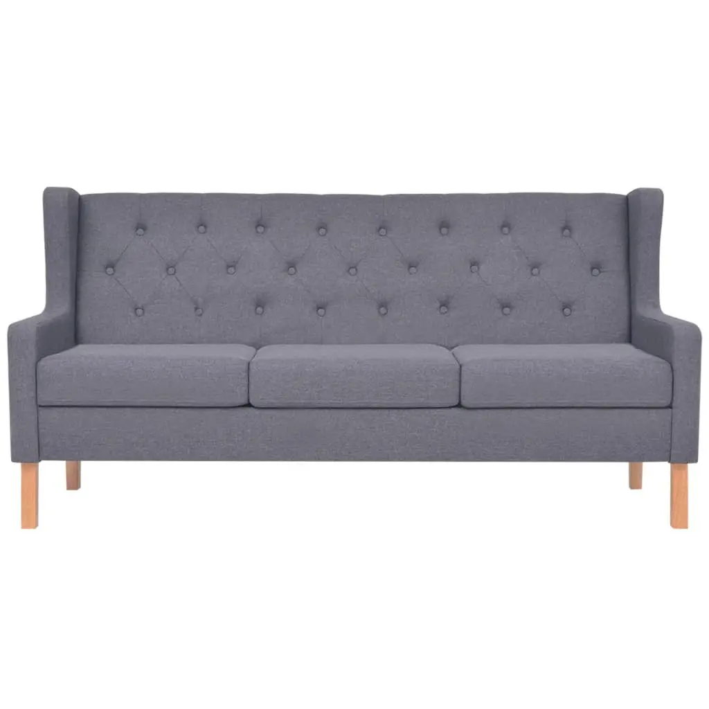 3-Seater Sofa Grey Fabric Living Room Couch