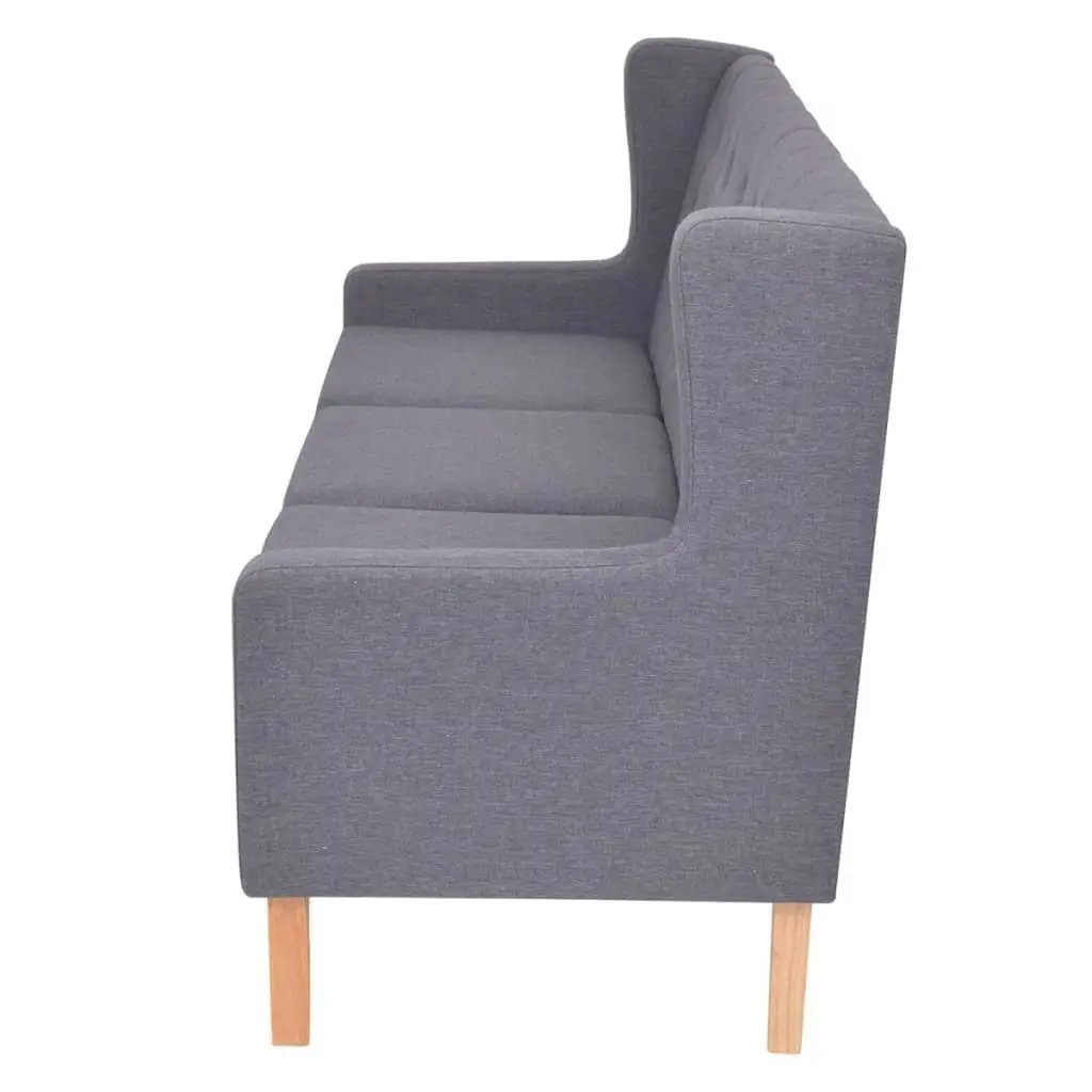 3-Seater Sofa Grey Fabric Living Room Couch