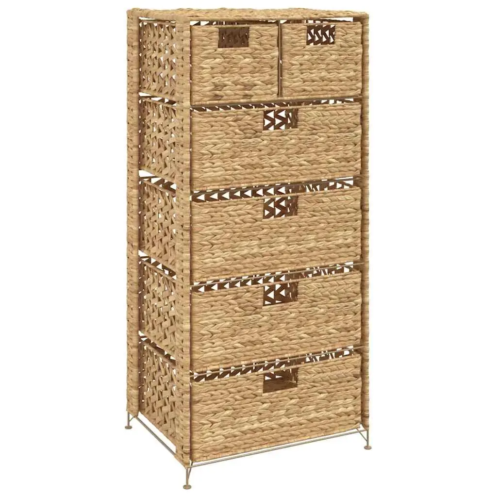 Storage Cabinet for Home Organization with 6 Baskets Brown Water Hyacinth 47 x 37 x 100 cm