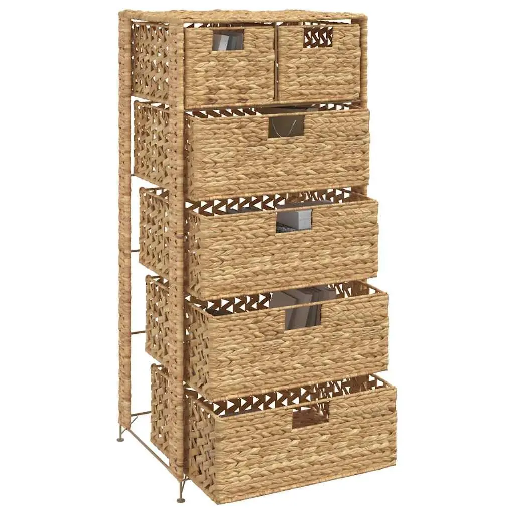 Storage Cabinet for Home Organization with 6 Baskets Brown Water Hyacinth 47 x 37 x 100 cm