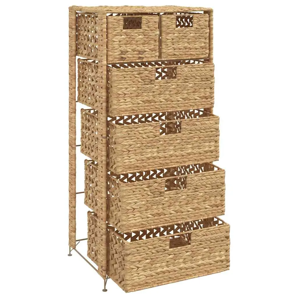 Storage Cabinet for Home Organization with 6 Baskets Brown Water Hyacinth 47 x 37 x 100 cm