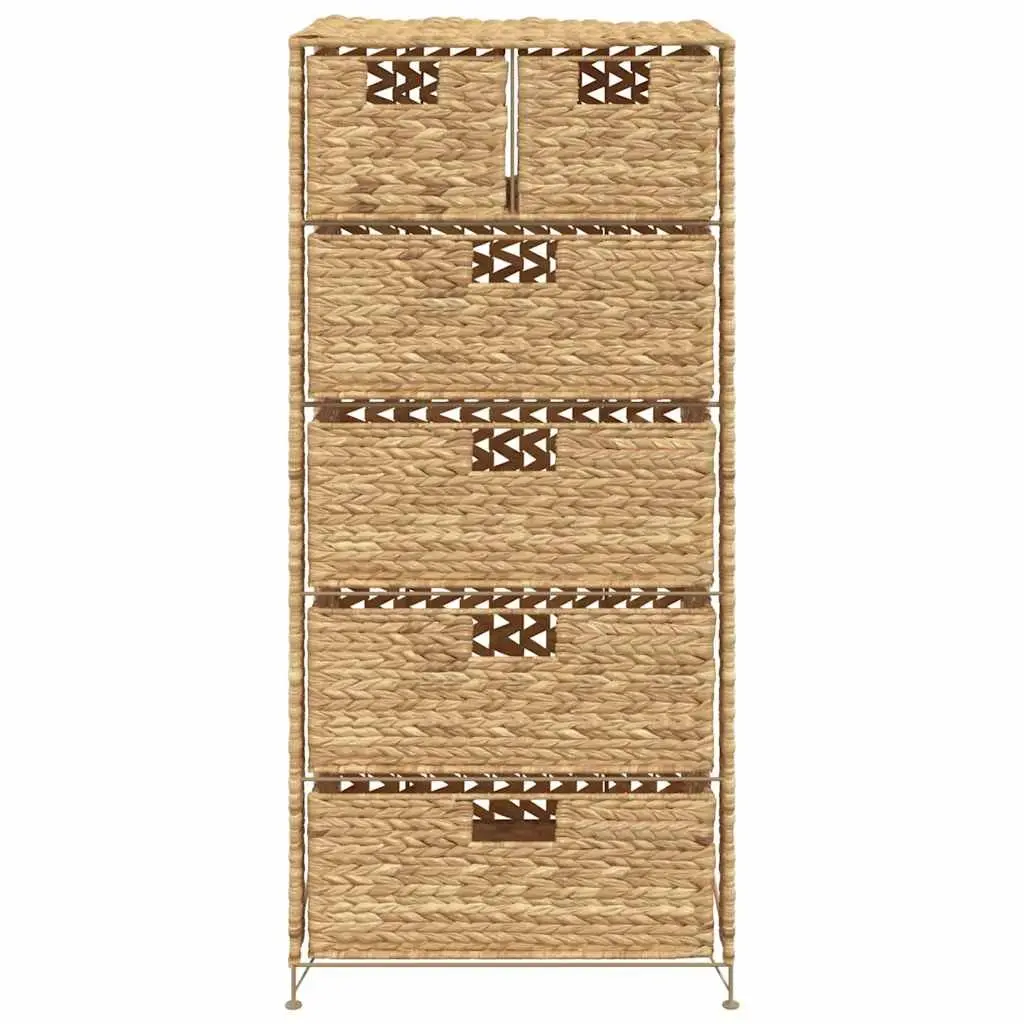Storage Cabinet for Home Organization with 6 Baskets Brown Water Hyacinth 47 x 37 x 100 cm