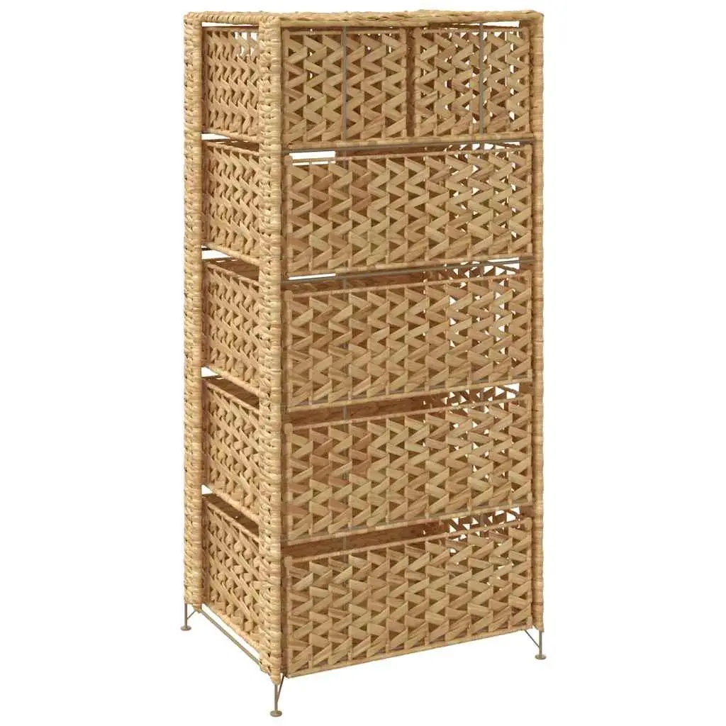 Storage Cabinet for Home Organization with 6 Baskets Brown Water Hyacinth 47 x 37 x 100 cm