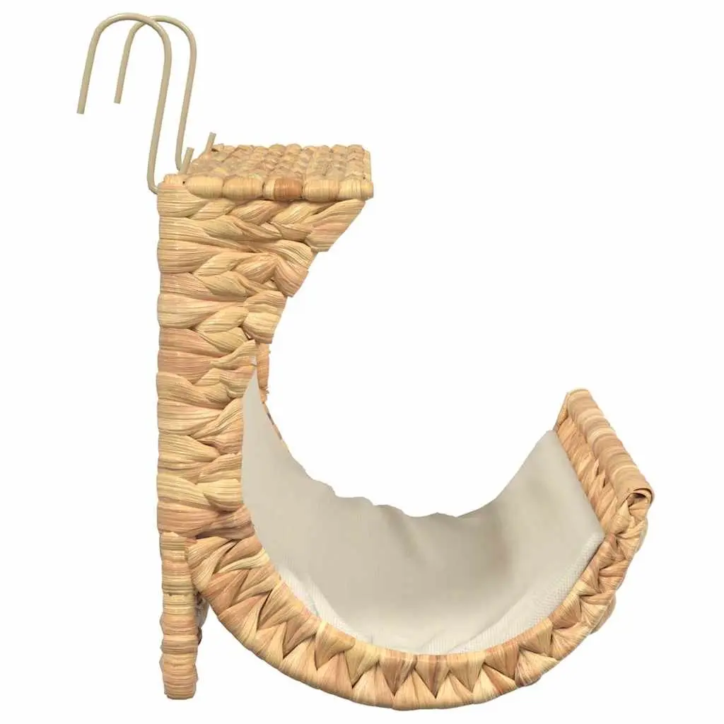 Cat Bed with Water Hyacinth Woven Design Metal Frame Brown Radiator Pet Rest