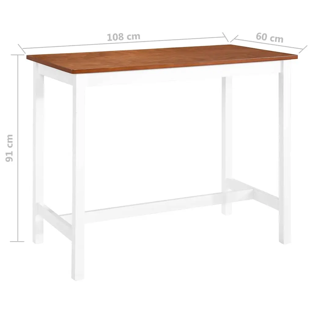 Bar Table and Stool Set Kitchen Dining 3 Piece Brown Wood