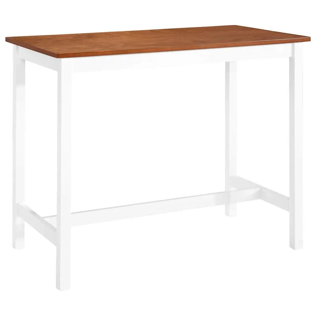 Bar Table and Stool Set Kitchen Dining 3 Piece Brown Wood