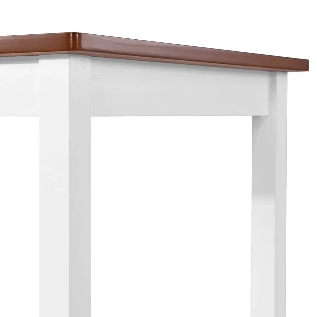 Bar Table and Stool Set Kitchen Dining 3 Piece Brown Wood