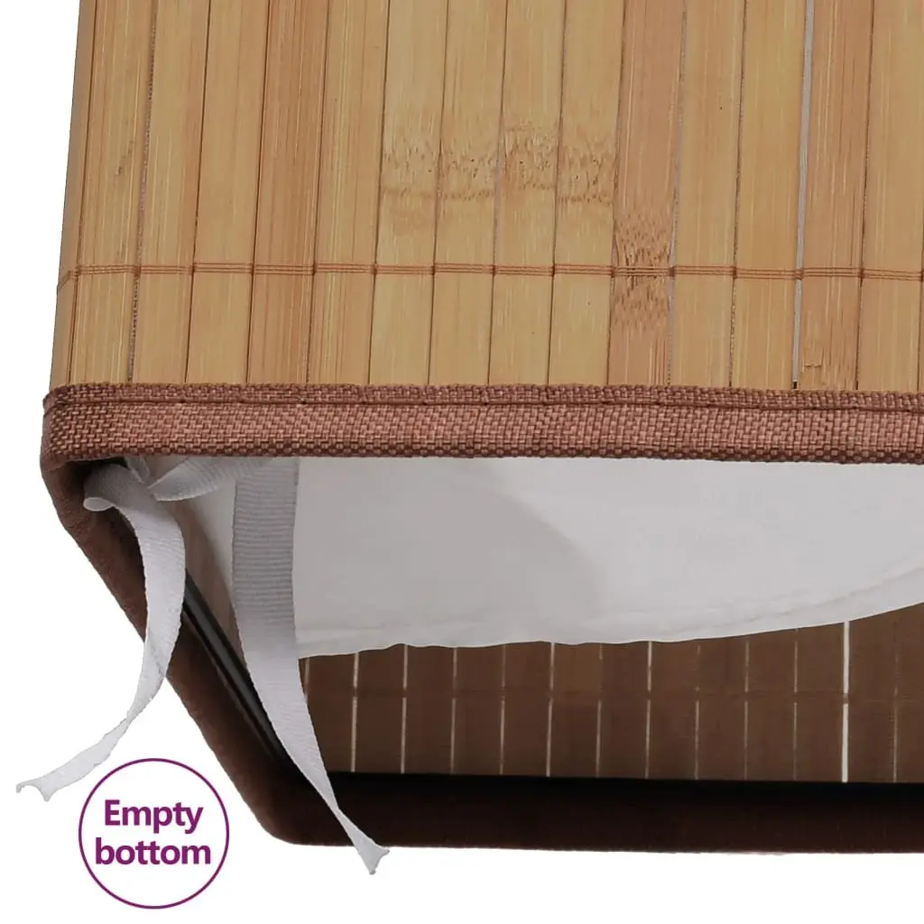Bamboo Laundry Bin Rectangular Brown Household Storage Basket with Handles