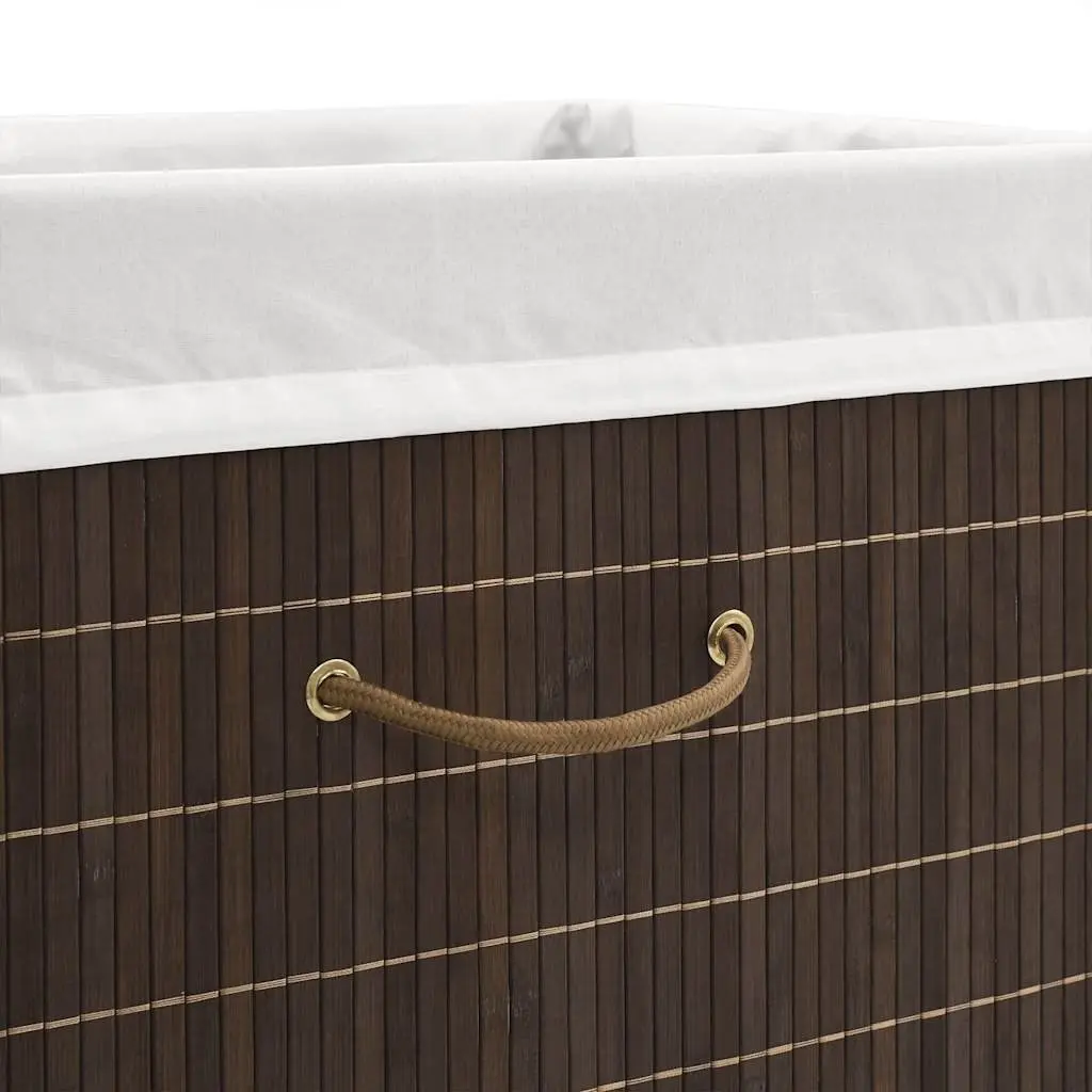 Bamboo Laundry Bin Rectangular Brown Hamper Storage Basket with Handles
