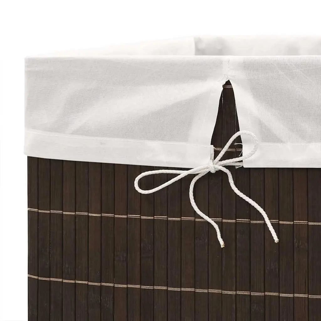 Bamboo Laundry Bin Rectangular Brown Hamper Storage Basket with Handles