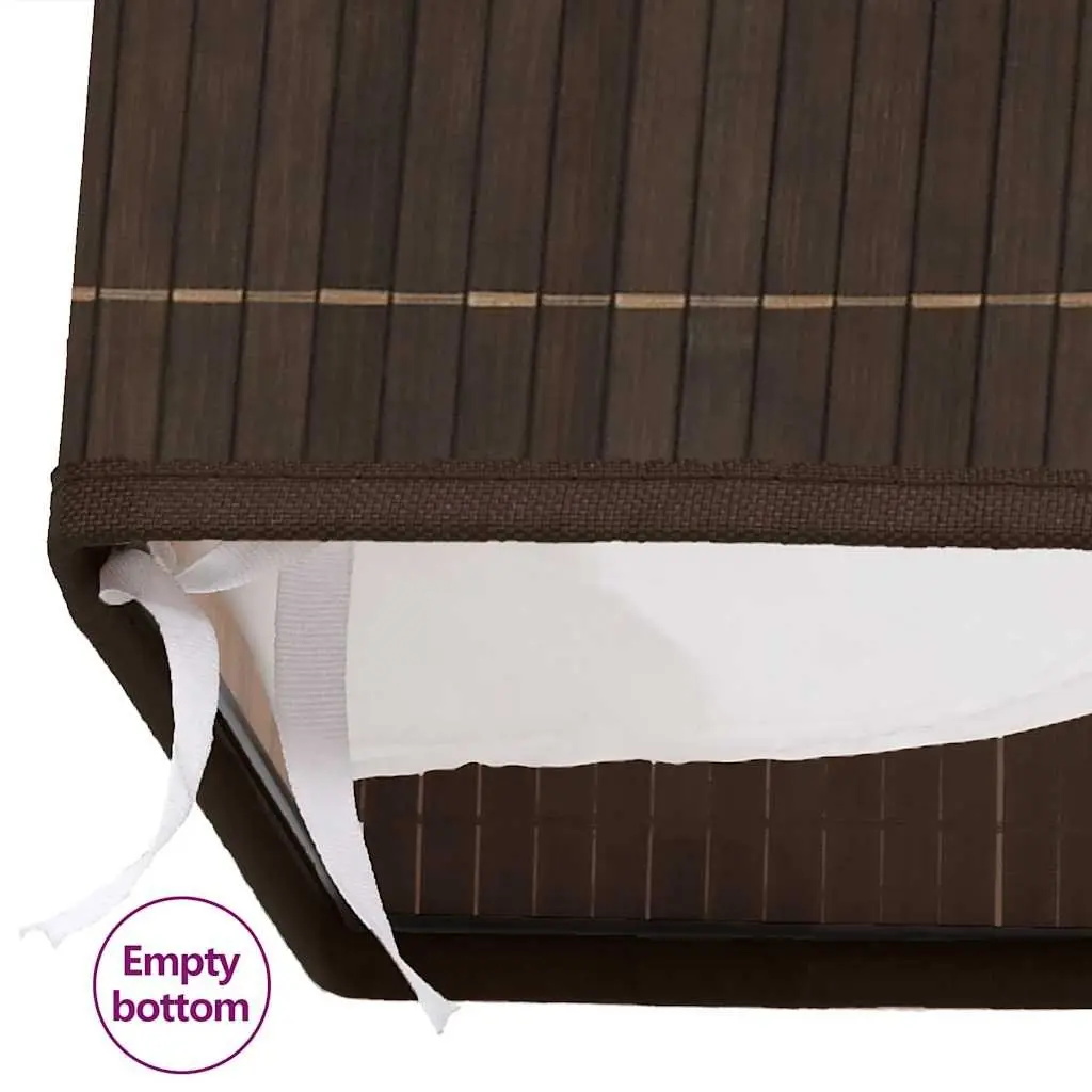 Bamboo Laundry Bin Rectangular Brown Hamper Storage Basket with Handles