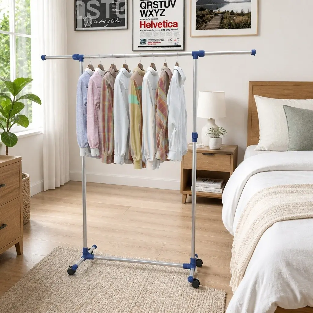 Adjustable Clothes Rack with Silver Frame