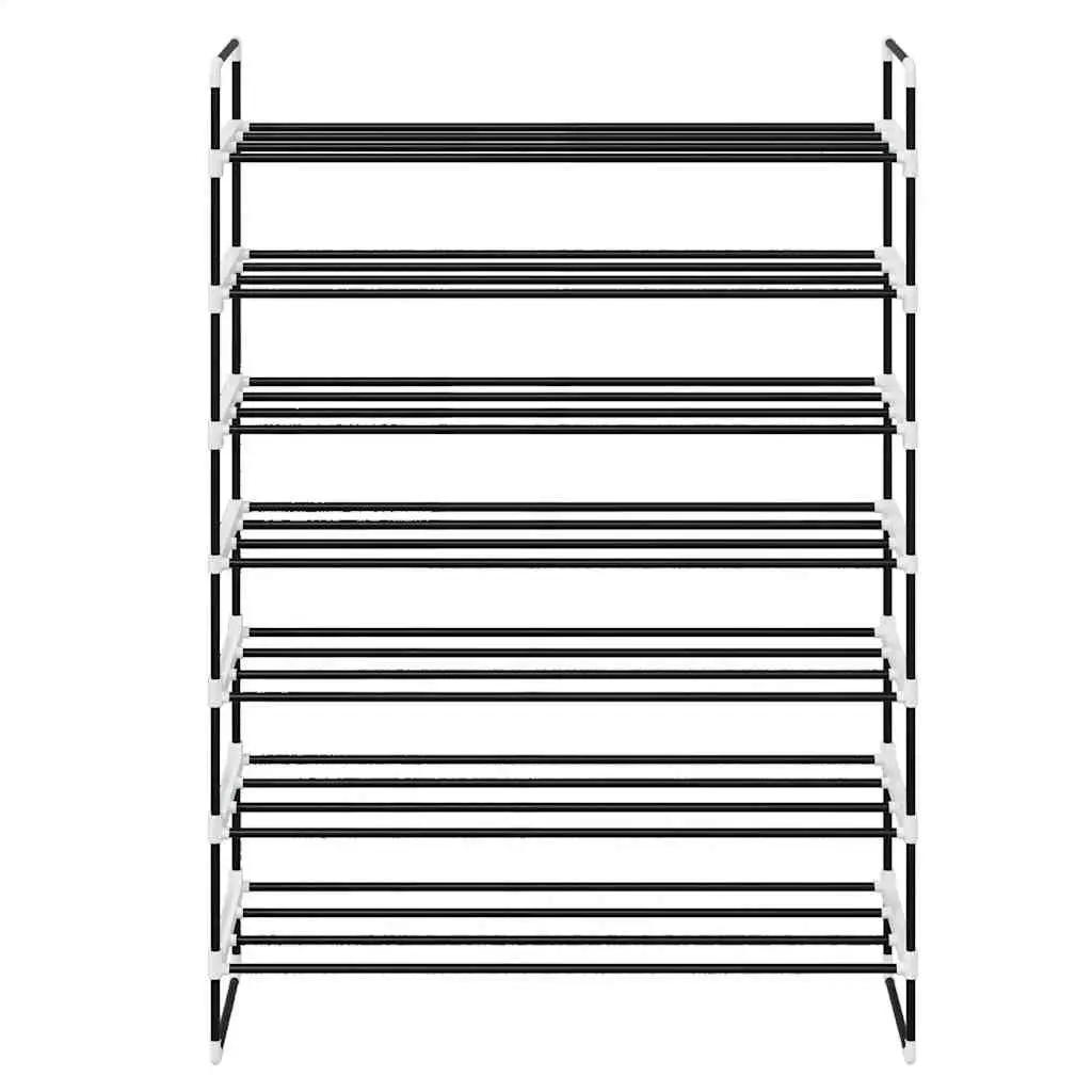 Shoe Rack for Home Organisation 7 Shelves Black Metal Frame