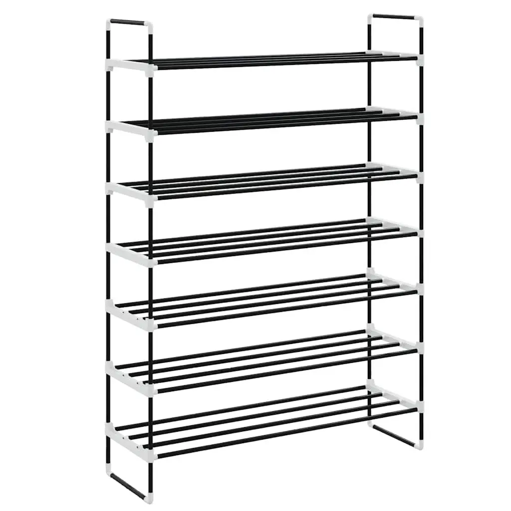 Shoe Rack for Home Organisation 7 Shelves Black Metal Frame