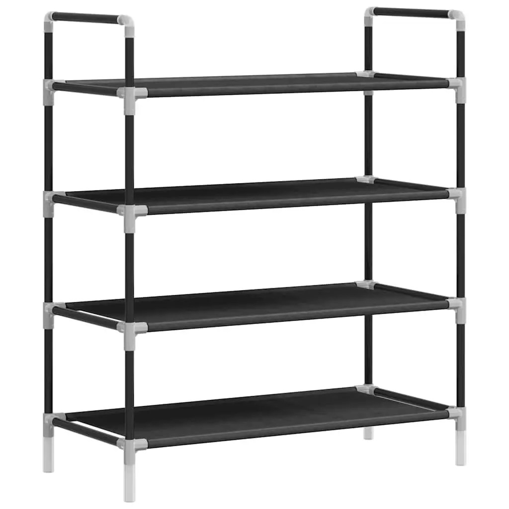 Shoe Rack for Home Organisation 4 Shelf Black Metal Frame Non-woven Fabric