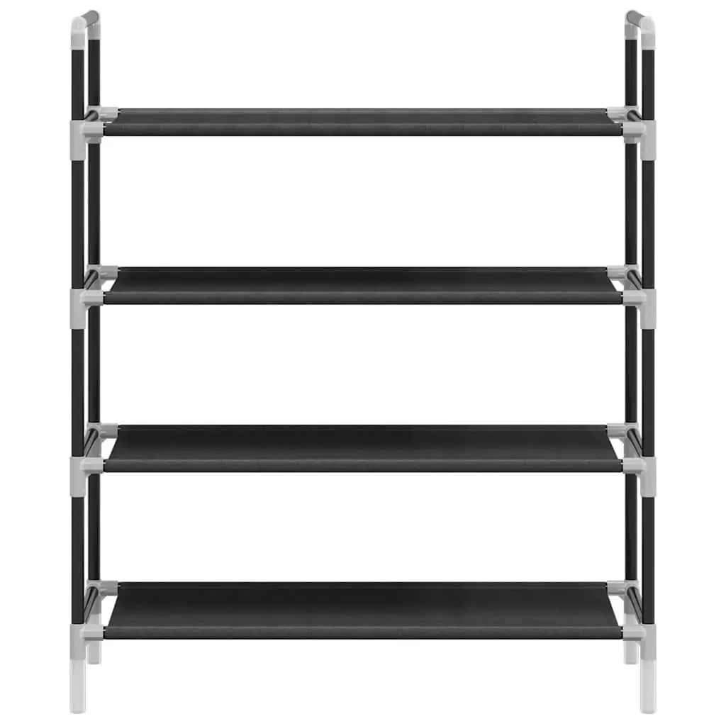 Shoe Rack for Home Organisation 4 Shelf Black Metal Frame Non-woven Fabric