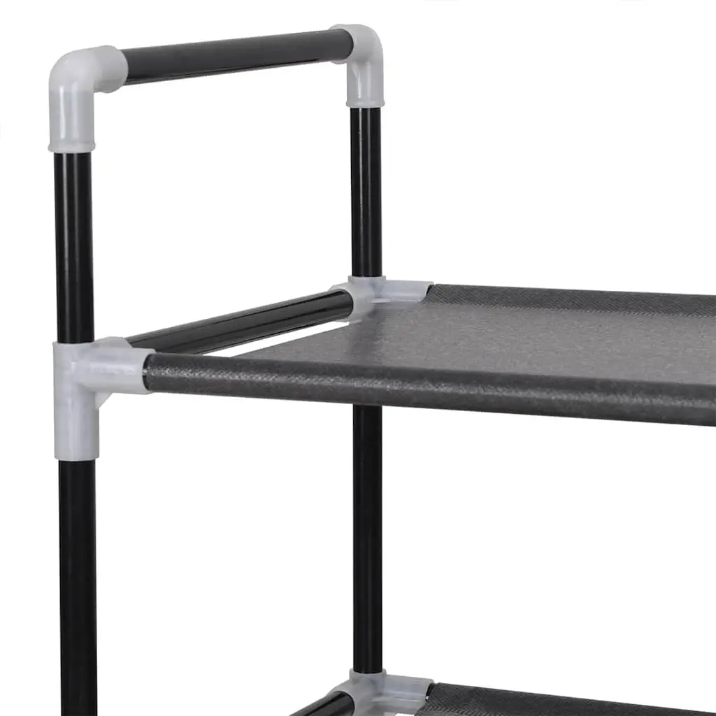 Shoe Rack for Home Organisation 4 Shelf Black Metal Frame Non-woven Fabric