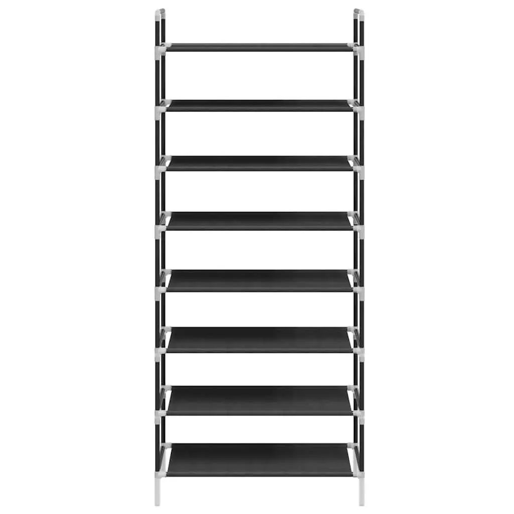 Shoe Rack for Home Organisation 8 Shelves Black Non-woven Fabric Metal Frame