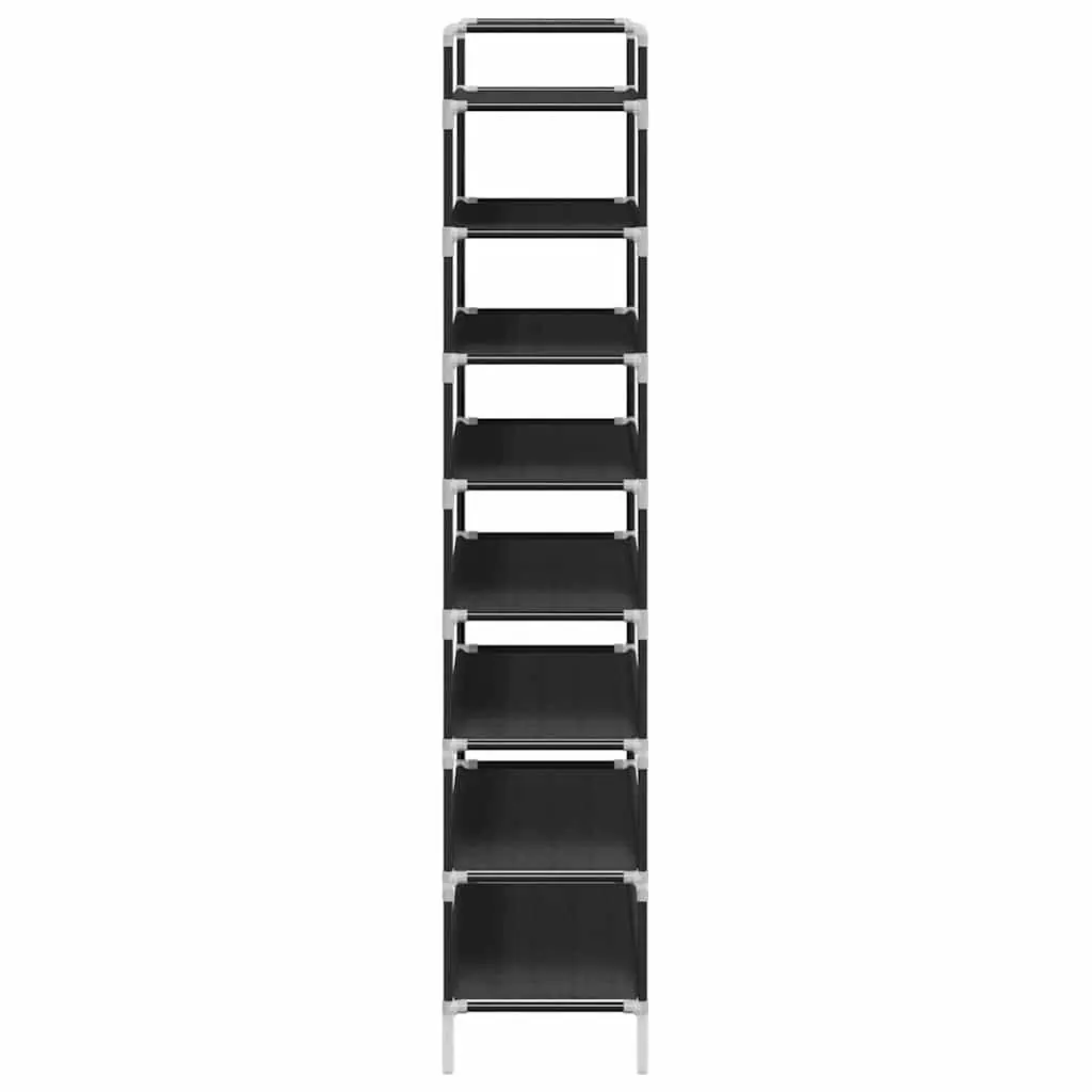 Shoe Rack for Home Organisation 8 Shelves Black Non-woven Fabric Metal Frame