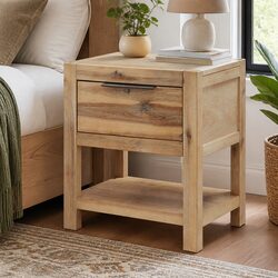 Bedside Table Dimensions: 40x30x48 cm, Brown Finish