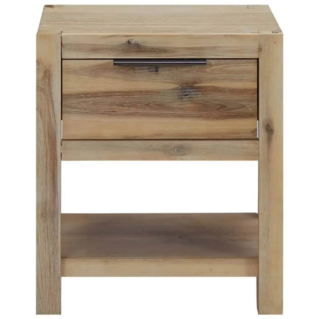 Bedside Table Nightstand with Drawer Solid Wood Brown Bedroom Furniture 40x30x48