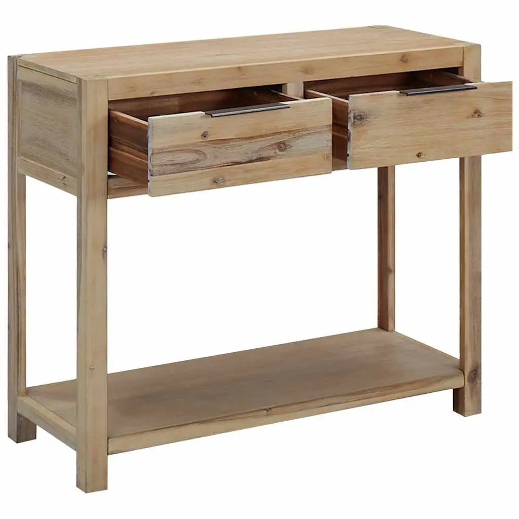 Console Table 82x33x73 cm Solid Acacia Wood with Shelf and 2 Drawers Storage