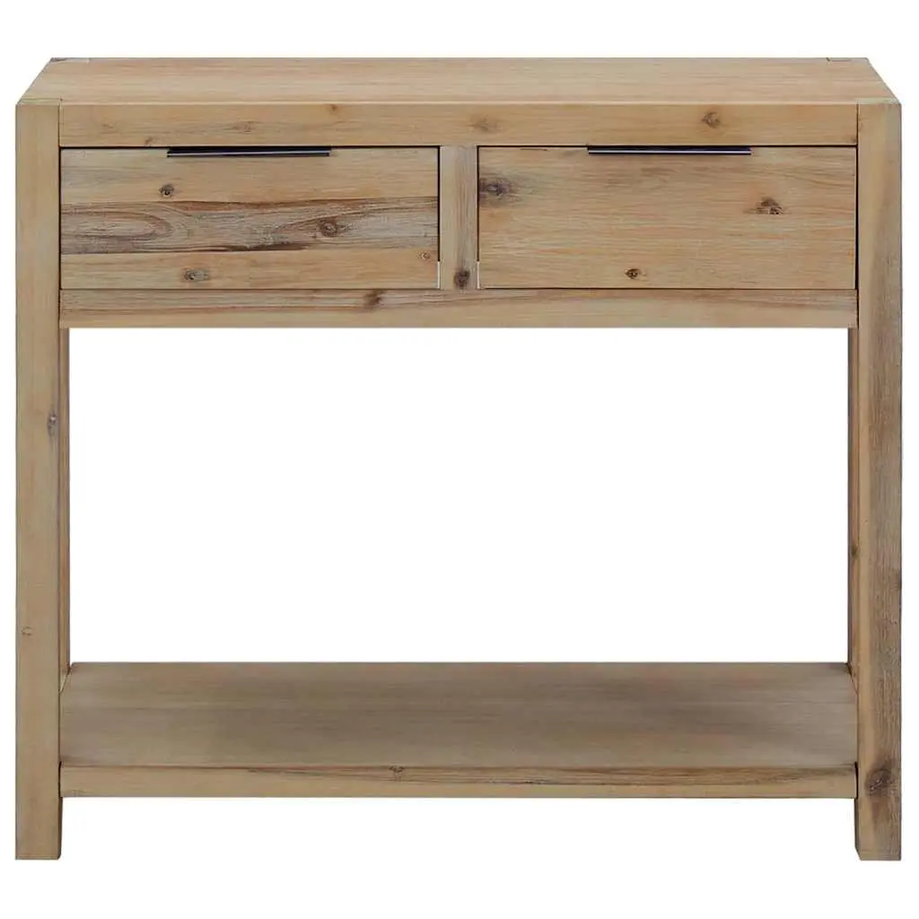 Console Table 82x33x73 cm Solid Acacia Wood with Shelf and 2 Drawers Storage