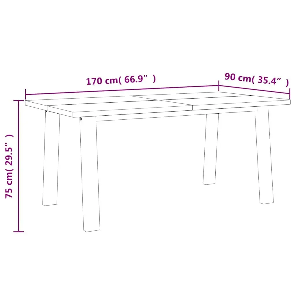 Solid Acacia Wood Dining Table 170x90x75 cm