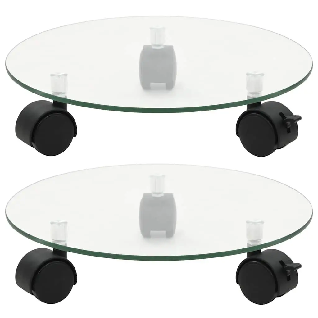Plant Rollers 2 pcs Tempered Glass 28 cm Round 360 Degree Rotatable Lockable