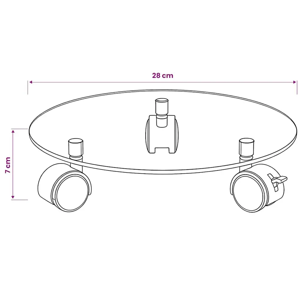 Plant Rollers 2 pcs Tempered Glass 28 cm Round 360 Degree Rotatable Lockable