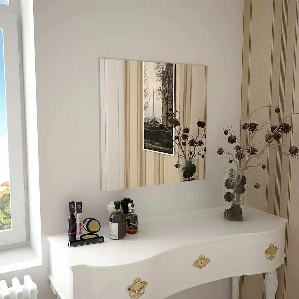 Square Wall Mirror Bedroom Living Room Dressing 60x60 cm Glass Silver