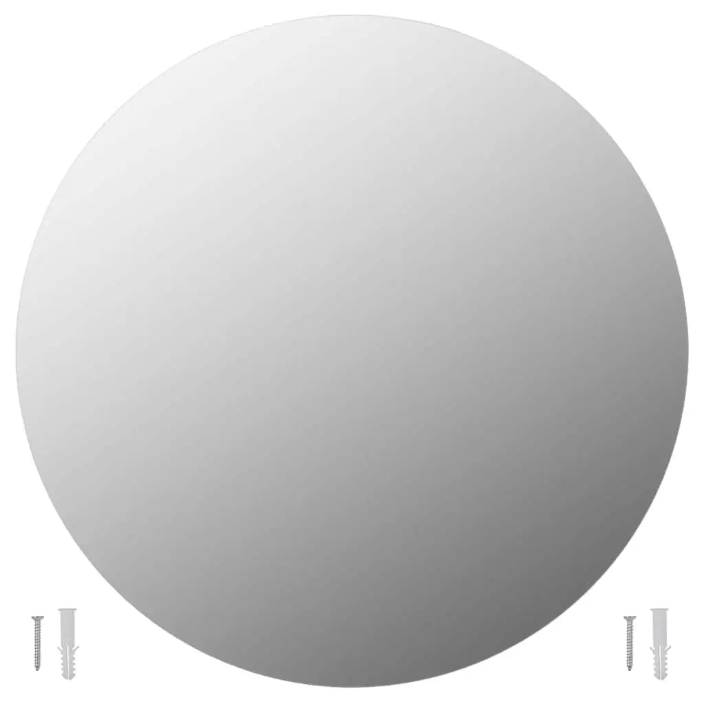 Round Wall Mirror 50cm Diameter Glass Silver Modern Minimalist Home Decor