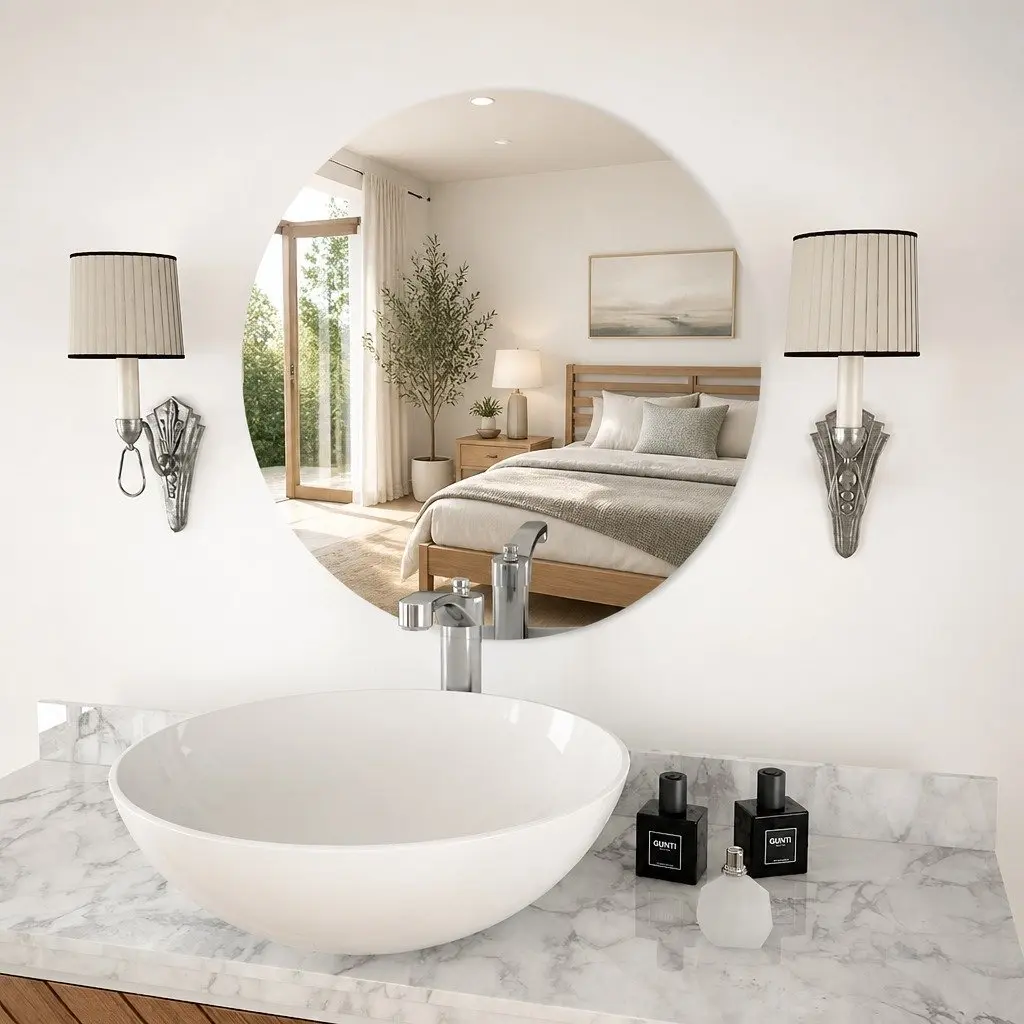 60cm Round Wall Mirror with Silver Edge