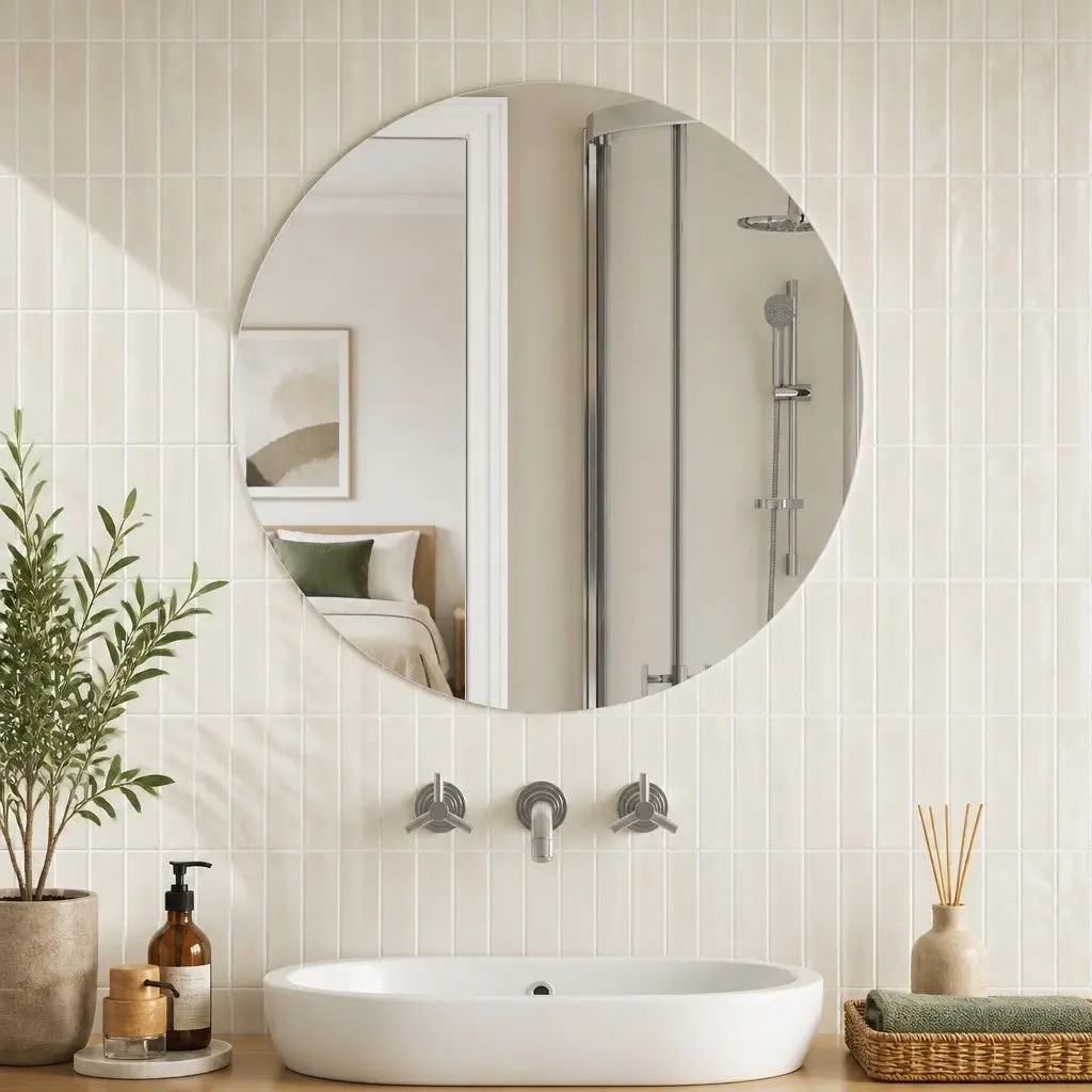 70cm Silver Round Wall Mirror