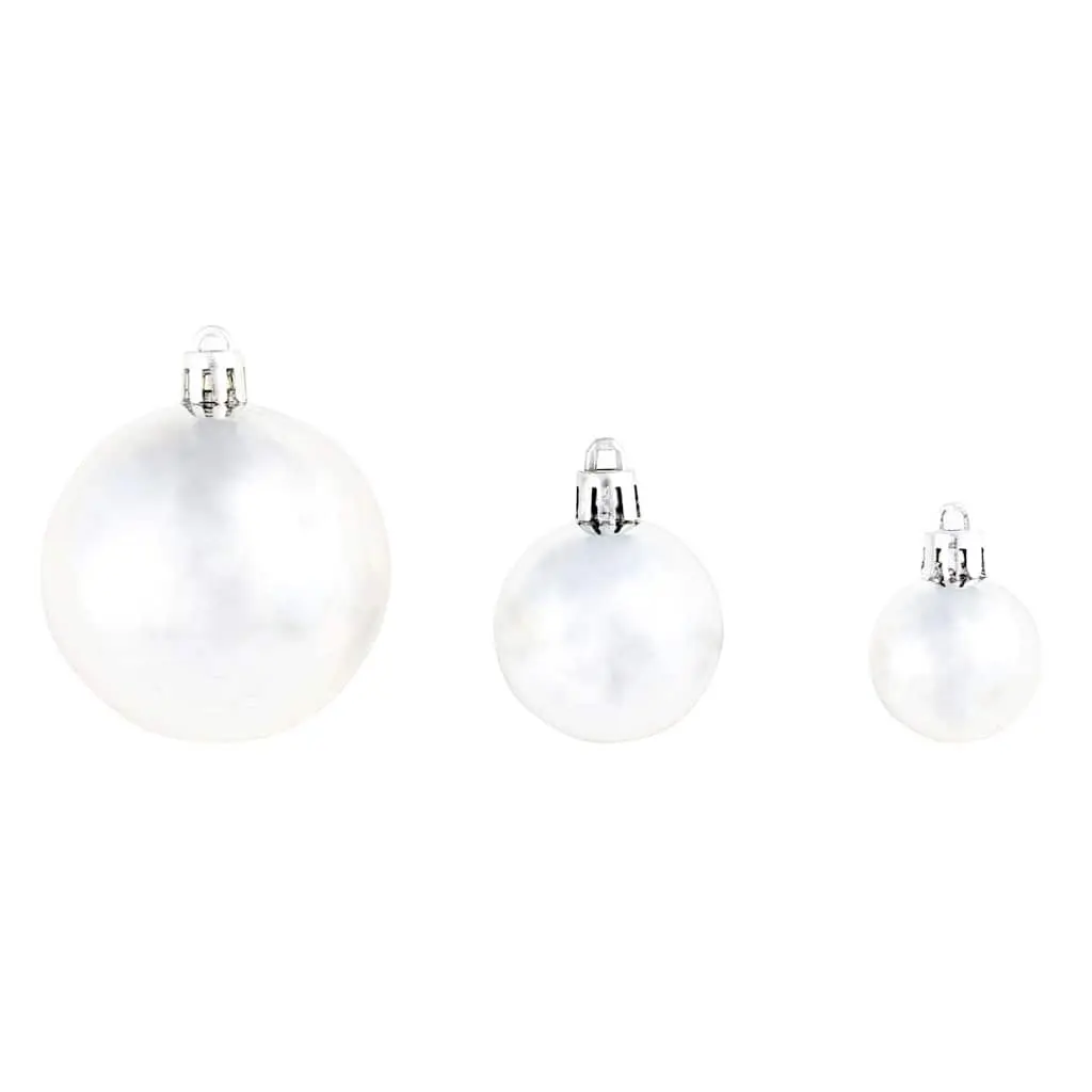Christmas Ball Ornament Set 100 Piece Silver Holiday Decoration 3cm 4cm 6cm