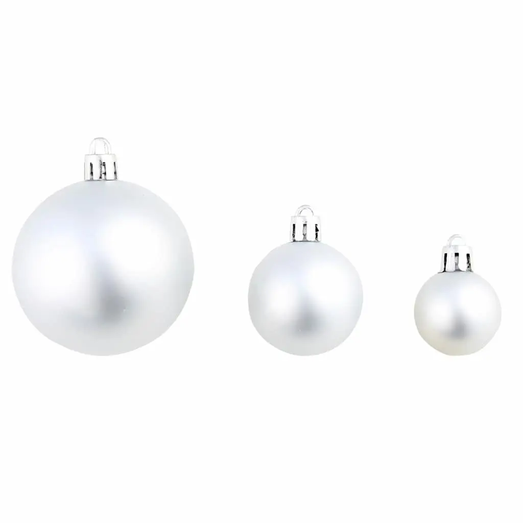 Christmas Ball Ornament Set 100 Piece Silver Holiday Decoration 3cm 4cm 6cm