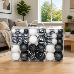 Christmas Ball Ornament Set 100 Piece 3cm 4cm 6cm White Grey Shatterproof