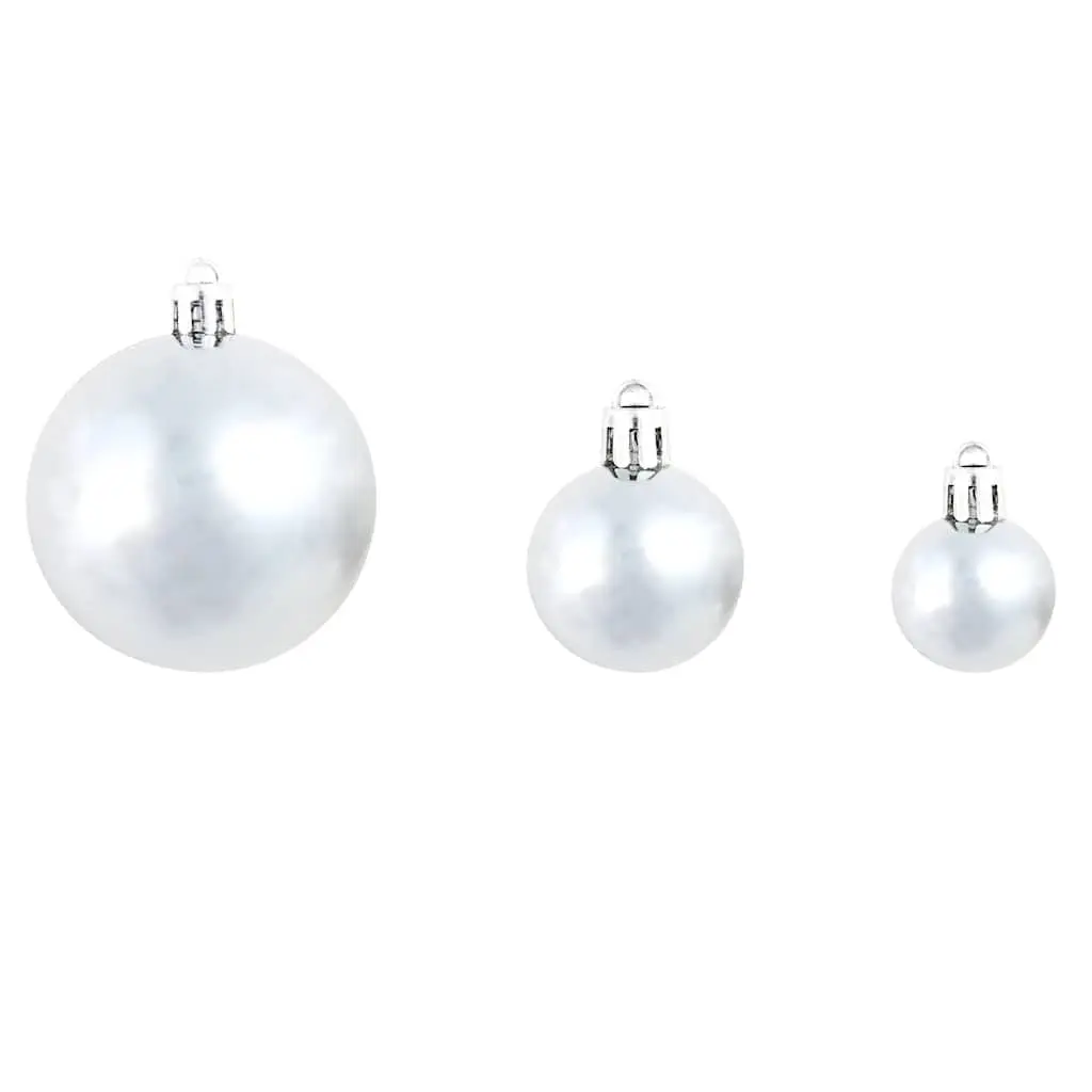 Christmas Ball Ornament Set 100 Piece 3cm 4cm 6cm White Grey Shatterproof