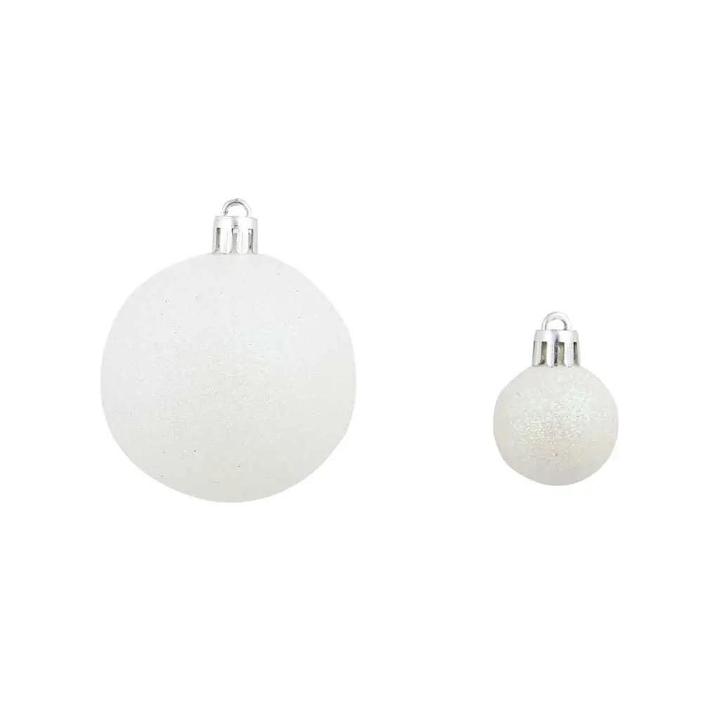 Christmas Ball Ornament Set 100 Piece 3cm 4cm 6cm White Grey Shatterproof